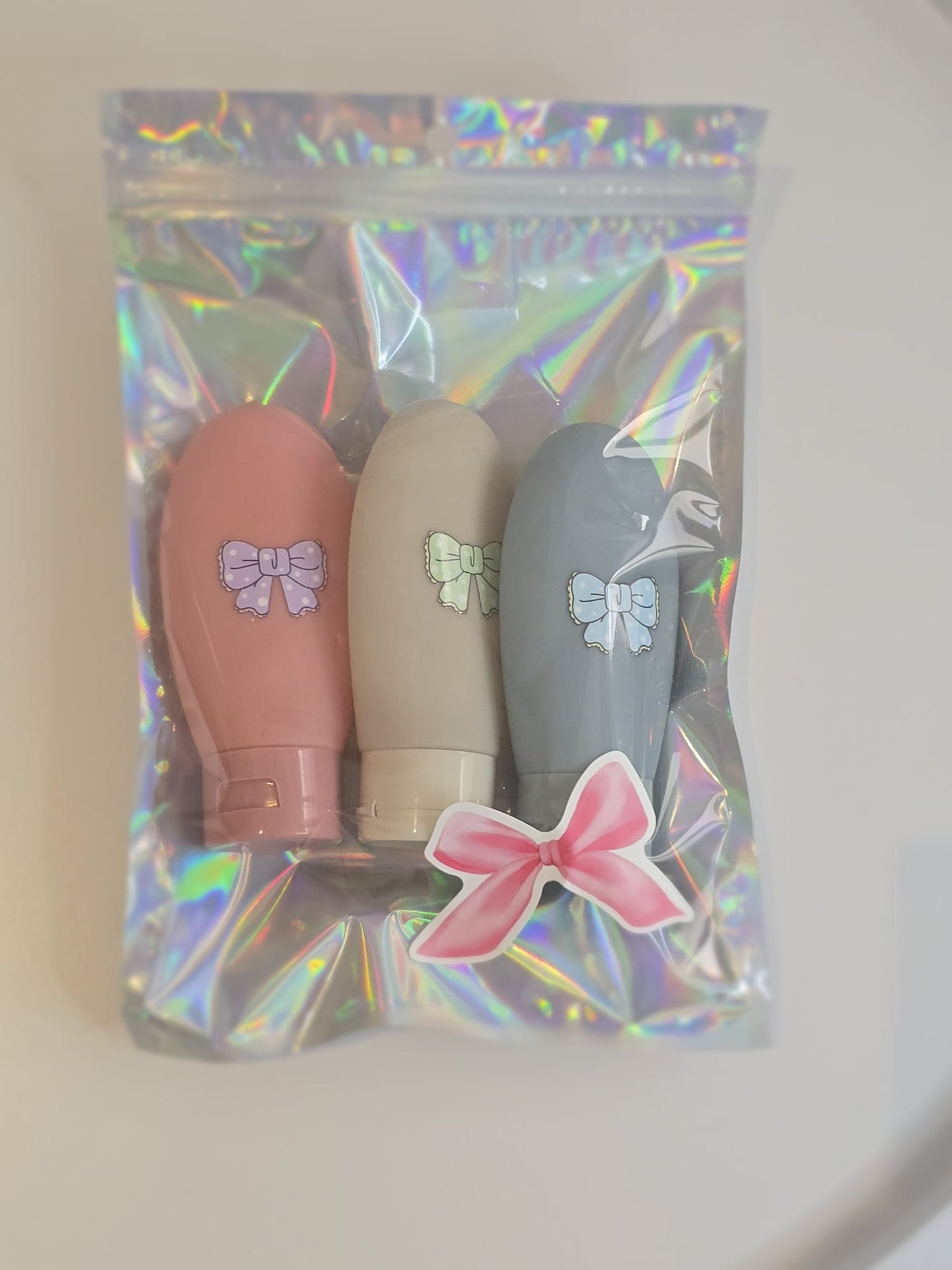 Reiseflaschen-Set „Schleife“ – 3er Pack